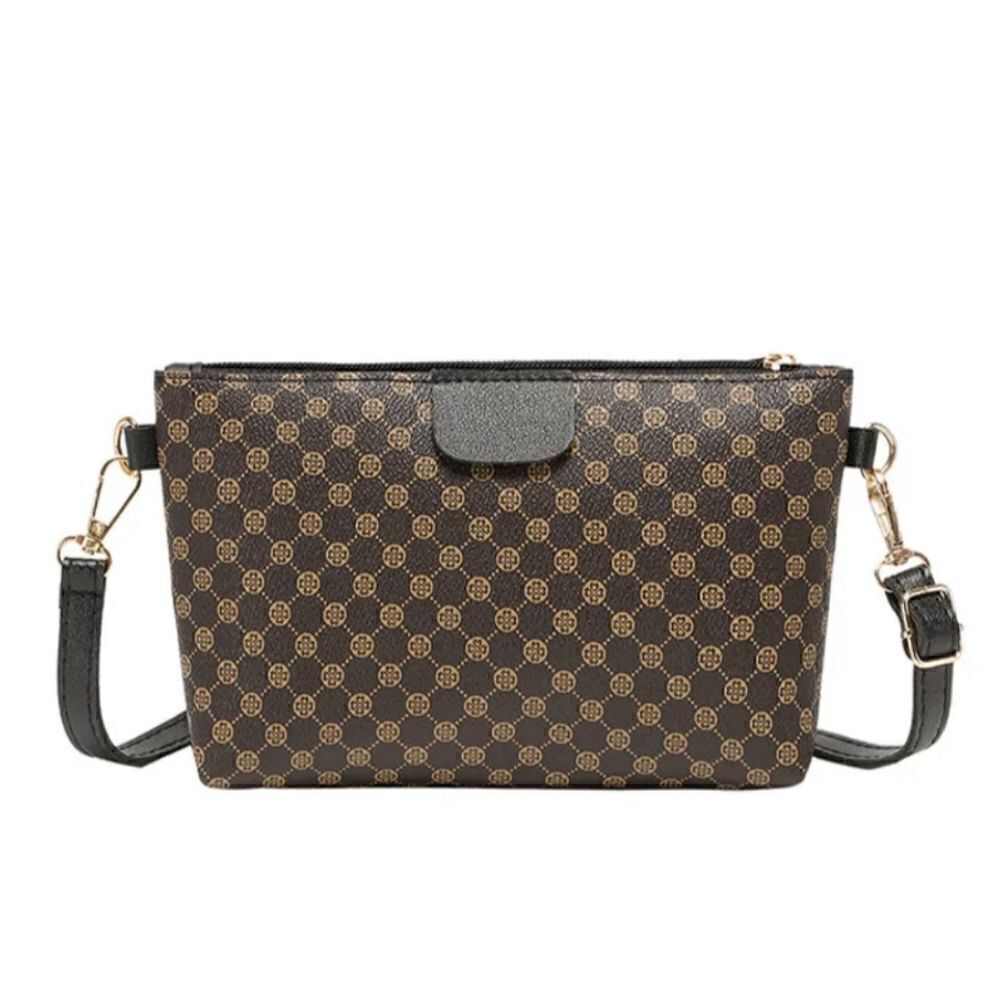 Mini Vegan Leather Print Monogram Square Zipper Crossbody